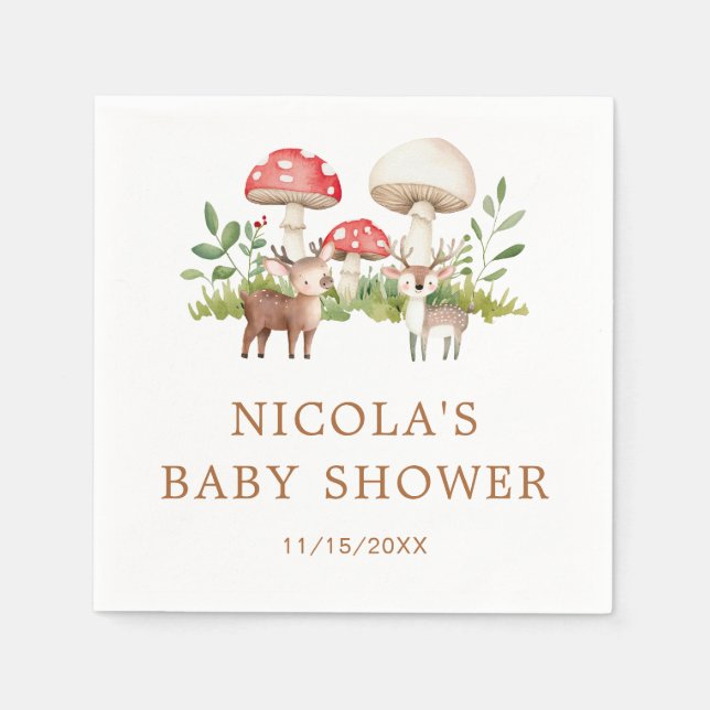 Woodland Hjort Baby Shower Pappersservett (Framsidan)