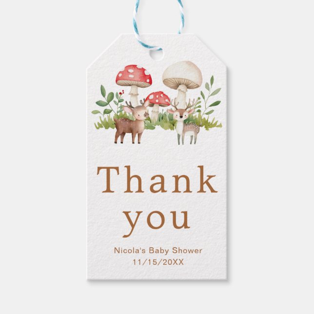 Woodland Hjort Baby Shower Presentetikett (Framsidan)