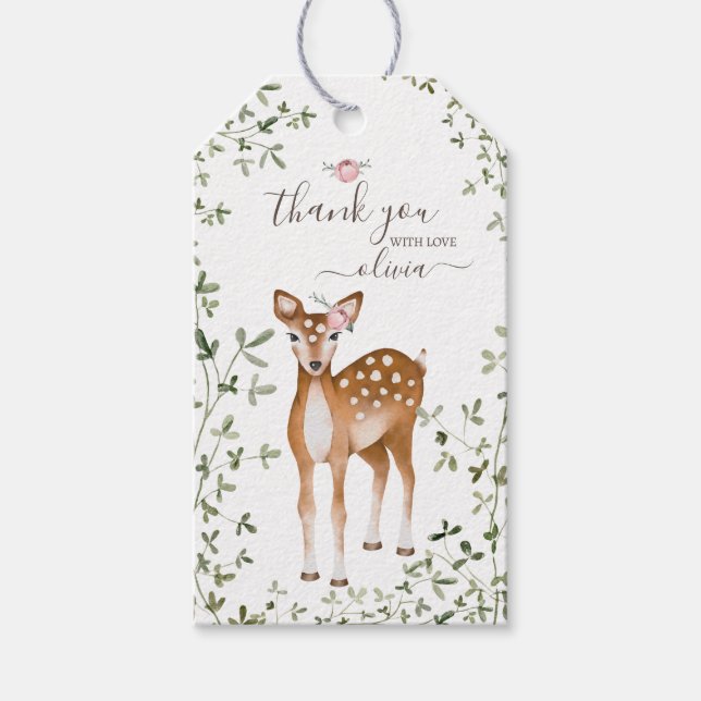 Woodland Hjort Baby Shower Presentetikett (Framsidan)