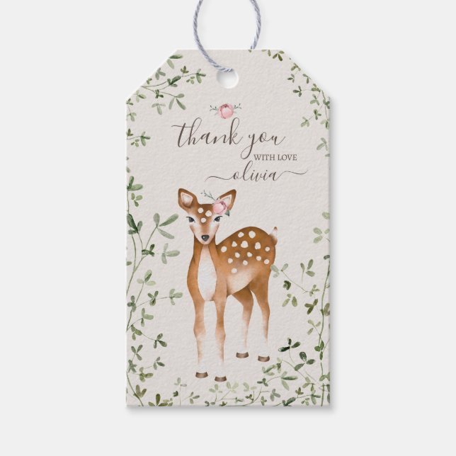 Woodland Hjort Baby Shower Presentetikett (Framsidan)