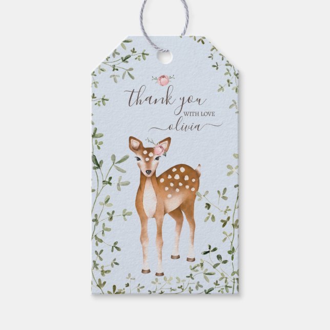 Woodland Hjort Baby Shower Presentetikett (Framsidan)