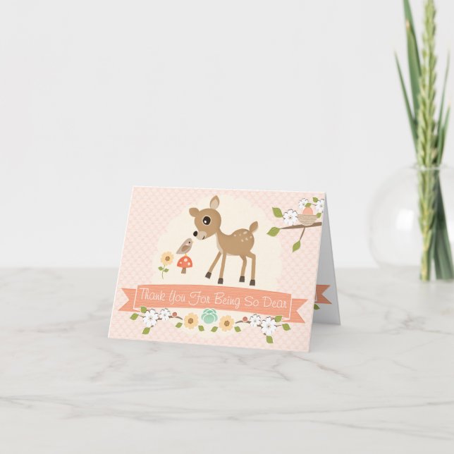 WOODLAND HJORT BABY SHOWER TACK DU CARD (Framsida)