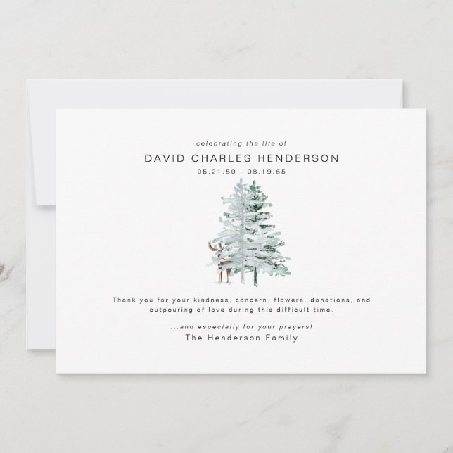 Woodland Hjort Bereavement Funeral Tack Kort (Framsida)