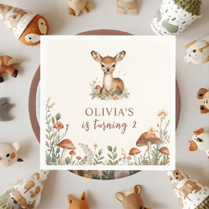 Woodland Hjort Birthday Napkins Rustic Forest Pappersservett