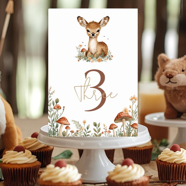 Woodland Hjort Birthday Rustic Bordsnummer (Skapare uppladdad)