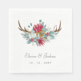 Woodland Hjort Blommigt Antler Winter Wedding Pappersservett