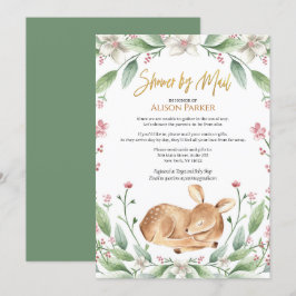 Woodland Hjort Blommigt Greenery Baby Shower by Ma Inbjudningar