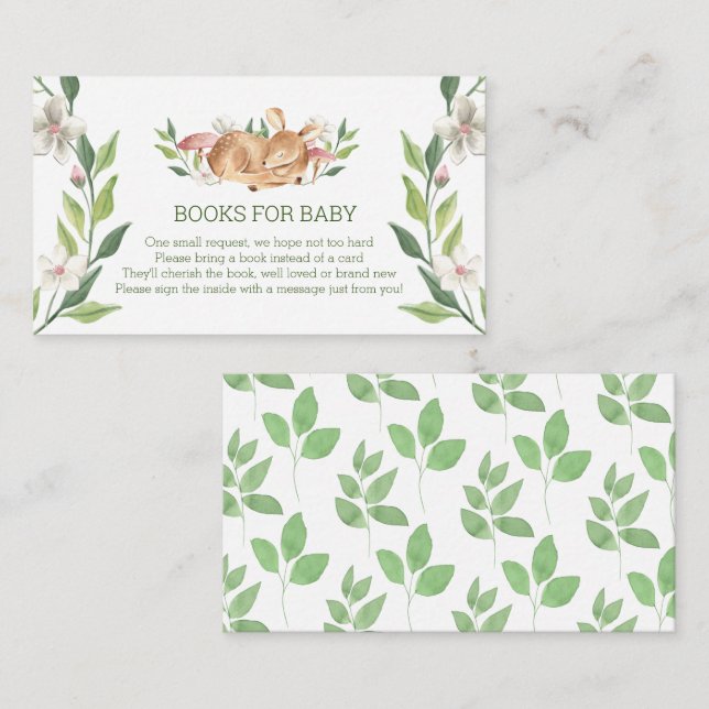 Woodland Hjort Blommigt Greenery Bokar för Baby Tilläggskort (Fram/baksida)