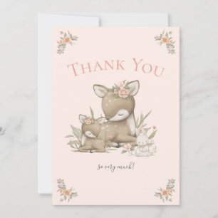 Woodland Hjort Boho Girl Baby Shower Tack Kort