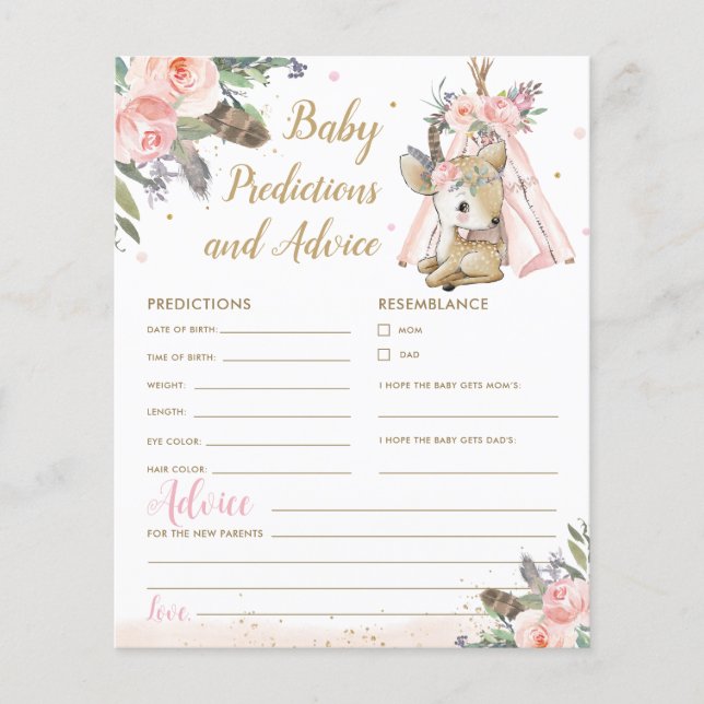 Woodland Hjort Boho Tribal Baby Predictions Advice (Framsida)