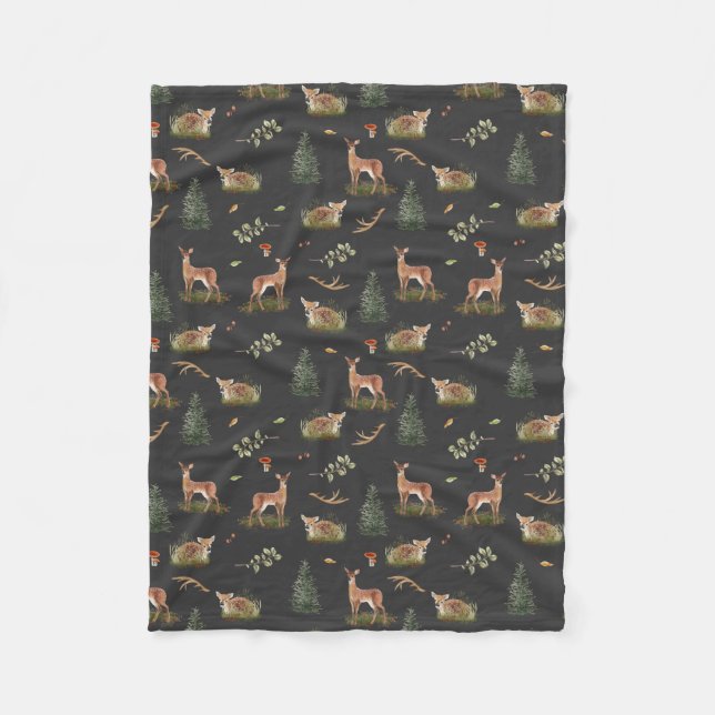 Woodland Hjort Fawn Mönster Baby Fleece Blanket (Framsidan)