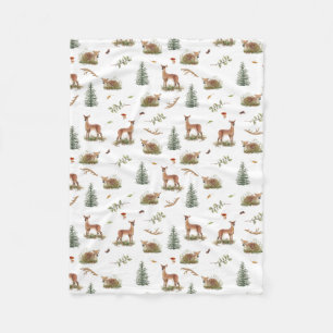 Woodland Hjort Fawn Mönster Baby White Fleecefilt
