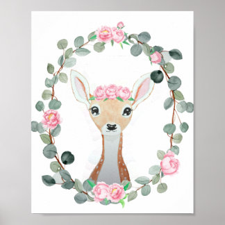 Woodland Hjort Flicka Shower Gift Poster