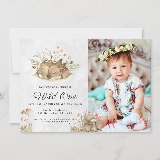 Woodland Hjort | Forest Födelsedagsfest inbjudan (Framsida)