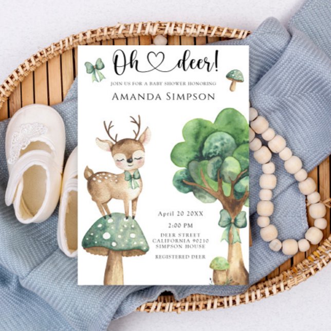 Woodland Hjort Gender Neutral Baby Shower Inbjudningar (Skapare uppladdad)