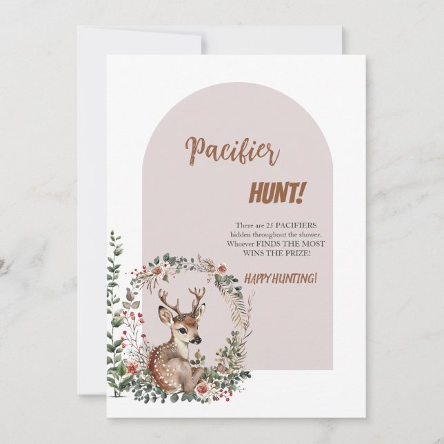 Woodland Hjort Hunt Baby Shower Game Card Inbjudningar (Framsida)