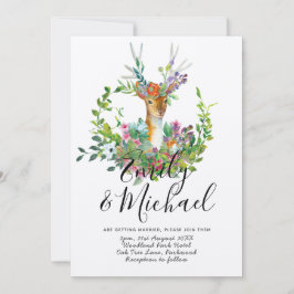 Woodland Hjort Illustrated Wedding bjudation Kraft Inbjudningar