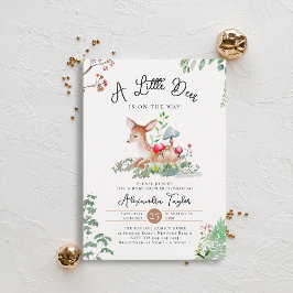 Woodland Hjort Mushroom Greenery Magic Baby Shower Inbjudningar