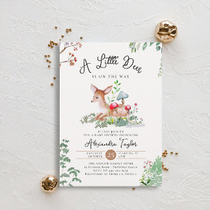 Woodland Hjort Mushroom Greenery Magic Baby Shower Inbjudningar