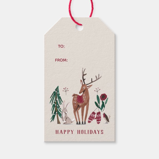 Woodland hjort, norrut jul presentetikett (Framsidan)
