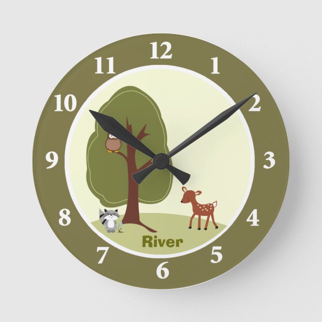 Woodland Hjort Personlig Wall Clock Rund Klocka (Framsida)