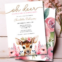 Woodland Hjort Rosa Guld Blommigt  Girl Baby Showe