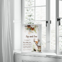Woodland Hjort Sip och See Baby Shower-inbjudan