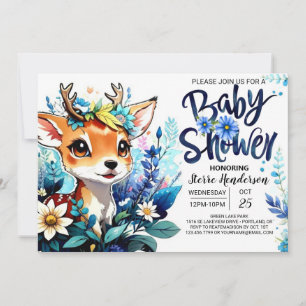 Woodland Hjort Theme Baby Shower for Boy Inbjudningar
