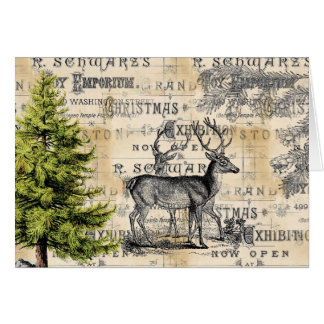 Woodland Hjort Vintage julhälsningskort OBS Kort