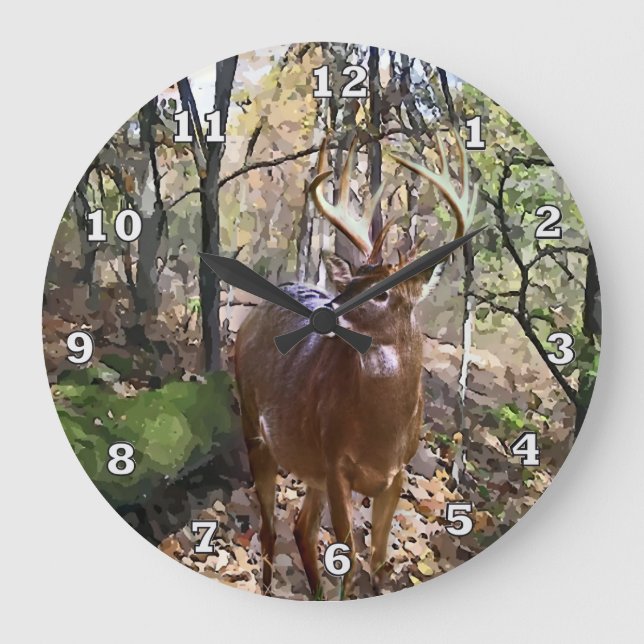 Woodland Hjort Wall Clock Stor Klocka (Framsida)