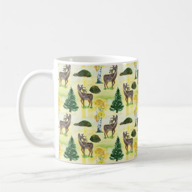 Woodland hjort Watercolor Kaffemugg (Vänster)
