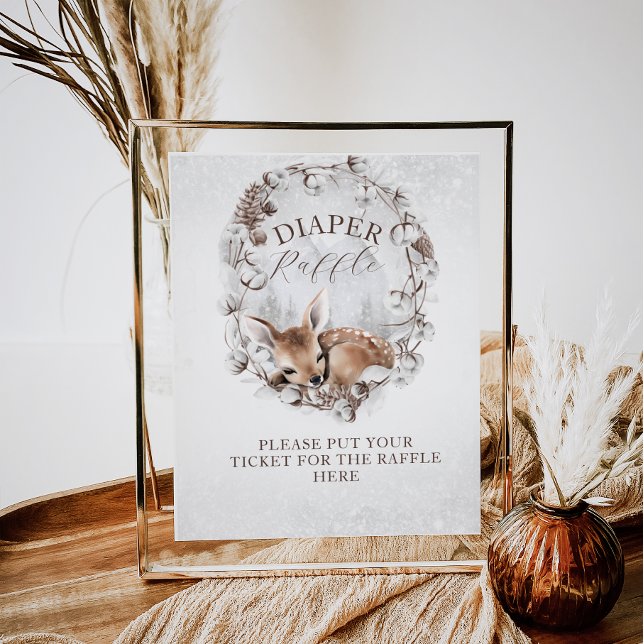 Woodland Hjort Winter Baby Shower Raffle Poster (Skapare uppladdad)