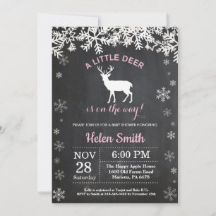 Woodland Hjort Winter Girl Baby Shower-inbjudan Inbjudningar