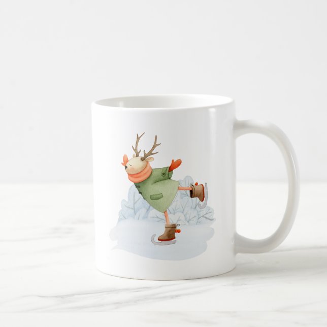 Woodland Hjort Winter Ice Skater Kaffemugg (Höger)