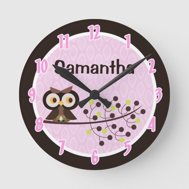 Woodland Hoot Uggla Forest Animal Personlig Clock Rund Klocka (Framsida)