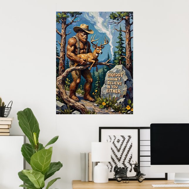 Woodland Humor: Bigfoot's Iconic Sign Poster (Hemmakontoret)