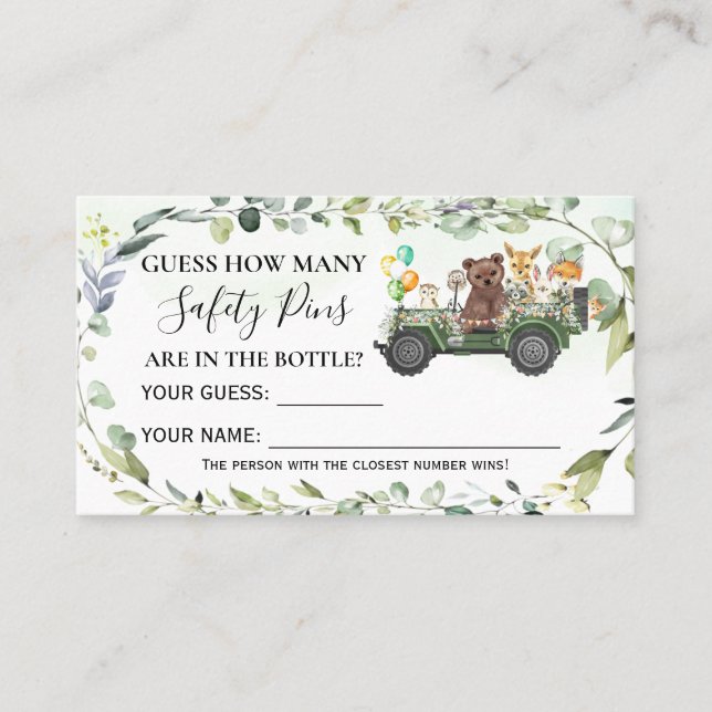 Woodland Hur många babyskor av Stift- Placeringskort (Framsida)