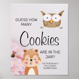 Woodland Hur många cookies-babyskyltar för babyklä Poster