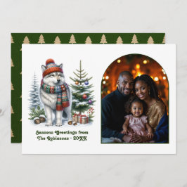 Woodland Husky Cozy Nordic Forest Christmas Magic Julkort