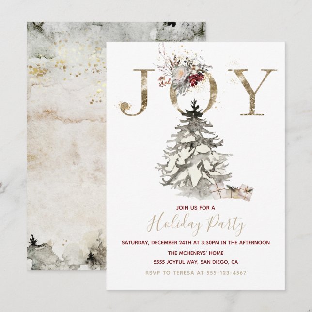 Woodland Joy Julgran Julfest Inbjudningar (Fram/baksida)
