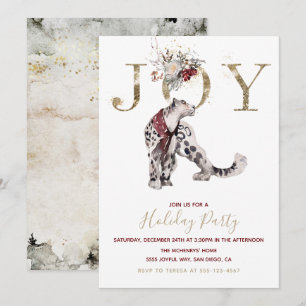 Woodland Joy Snö leopard Julfest Inbjudningar