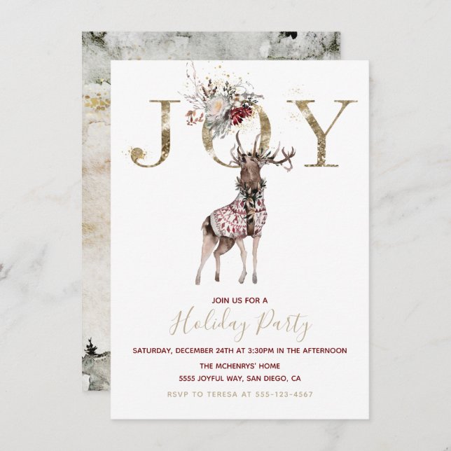 Woodland Joy Stag Julfest Inbjudningar (Fram/baksida)