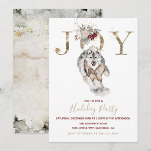 Woodland Joy Varg Hund Julfest Inbjudningar