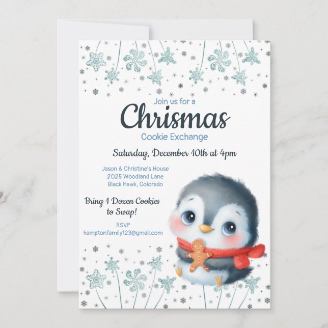 Woodland jul Cookie Exchange Party Inbjudningar (Framsida)