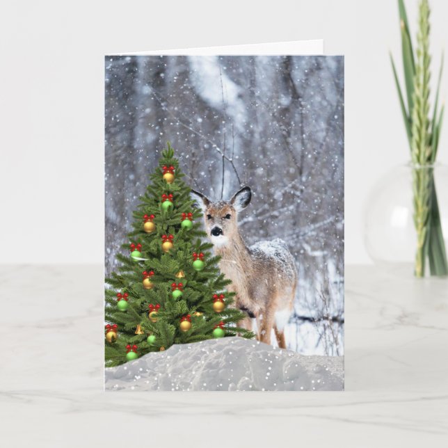 Woodland jul Whitetail Hjort Greeting Card Helgkort (Framsida)