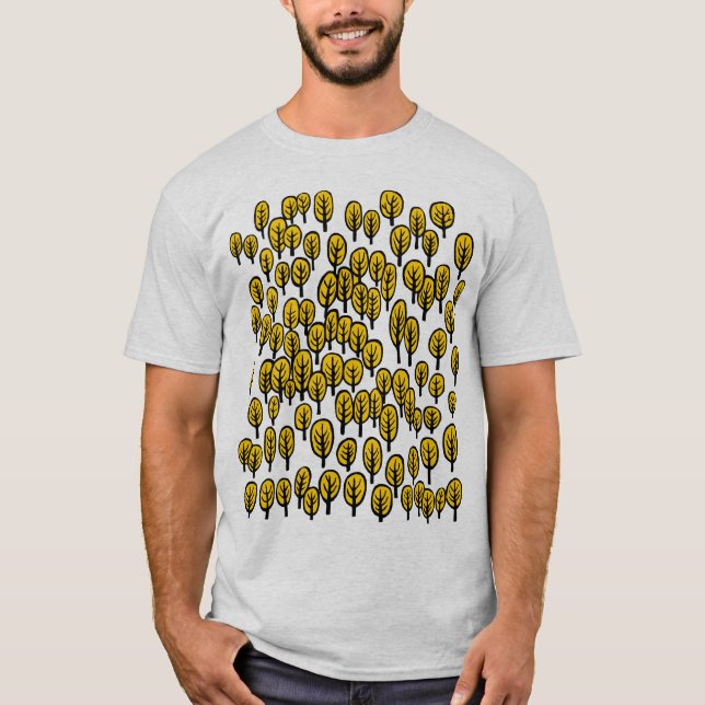 Woodland Karta - Autumn Amber Träd T Shirt (Framsida)