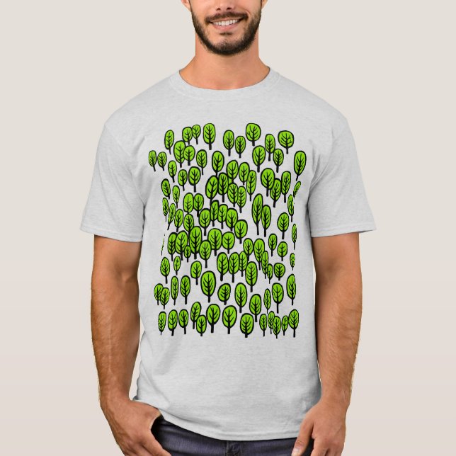 Woodland Karta - Grönt träd T Shirt (Framsida)