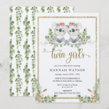 Woodland Koala Eucalyptus Rosa ros Baby Shower