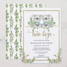 Woodland koala Eucalyptus Twin Boys Baby Shower