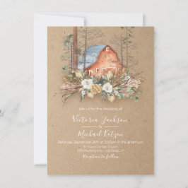 Woodland Kraft pappra Barn Forest Bröllop Inbjudningar